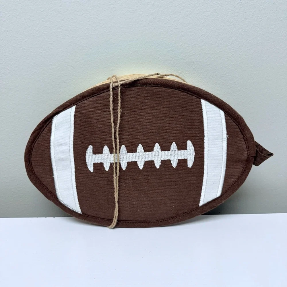 New! Football Pot Holder and Wood Trivet Set for Tailgate or Super Bowl Party
